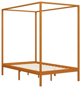 Estrutura de cama com toldo 120x200cm pinho maciço castanho mel
