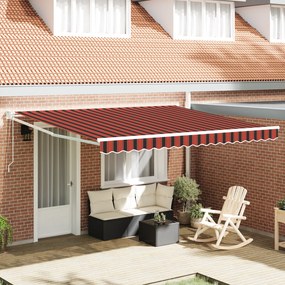 vidaXL Toldo Retrátil Manual com LED Laranja e Castanho 350x250 cm