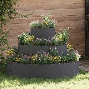 vidaXL Conjunto de Cachepô de Jardim em Aço Antracite