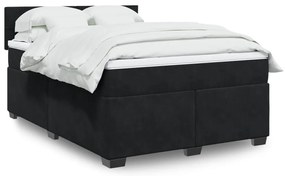 vidaXL Cama com molas/colchão 160x200 cm veludo preto