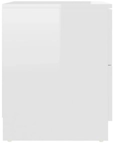 Mesas cabeceira 2 pcs 40x40x50 cm contraplacado branco brilhante