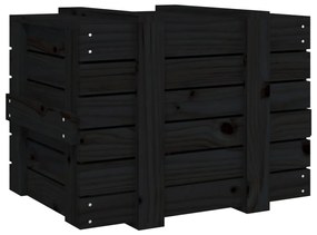 Caixa de arrumação 58x40,5x42 cm madeira de pinho maciça preto