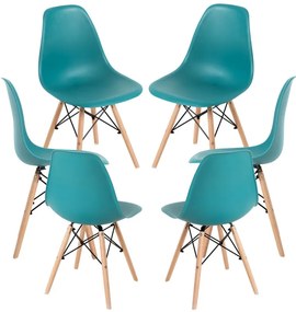 Pack 6 Cadeiras Tower Basic - Verde-azulado