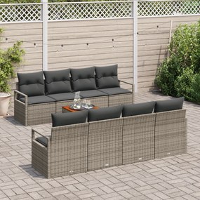 Conjunto de Sofá de 9 Peças vidaXL com Almofadas Cinza Rattan Sintétic