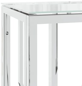 Mesa consola 70x30x70 cm aço inoxidável e vidro