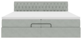 Estrutura de cama otomana com colchão 200x200 cm cinzento claro