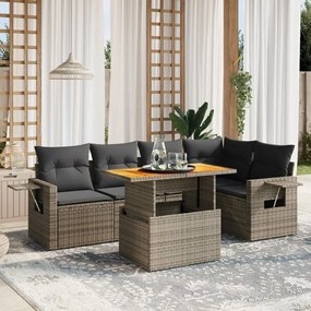 vidaXL 6 pcs conjunto sofás de jardim com almofadões vime cinzento