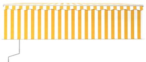 Toldo autom. c/ estore/LED/sensor de vento 5x3 m amarelo/branco