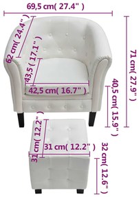 Poltrona com apoio de pés couro artificial branco