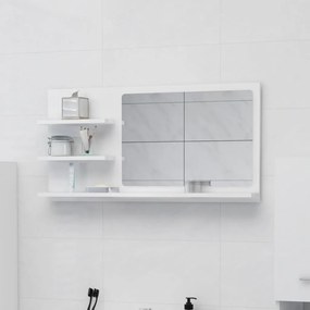 vidaXL Espelho de casa de banho 90x10,5x45cm contrap. branco brilhante