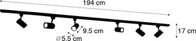 Sistema de iluminação de trilho inteligente com 6 focos brancos monofásicos 200cm - Iconic Jeana