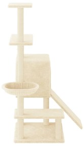 Árvore para gatos c/ postes arranhadores sisal 130,5 cm creme