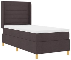 Cama Box Spring com Colchão Marrom Escuro 80x200 cm em Tecido