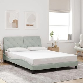 Estrutura de cama sem colchão 140x190 cm veludo cinzento-claro