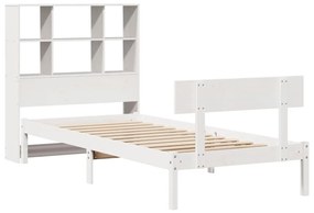 Cama com estante sem colchão 90x190 cm pinho maciço branco