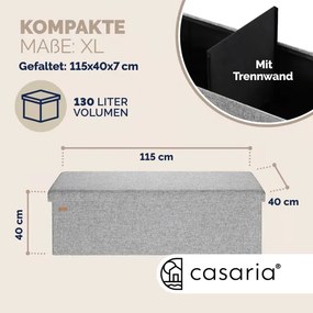 Banco com espaço de armazenamento 115x38x38cm dobrável cinza