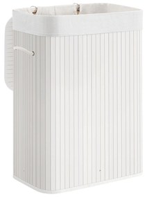 Cesto de roupa dobrável em bambu com alças de transporte. | SONGMICS | 40 x 30 x 60 cm | branco | LCB010W01.