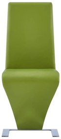 Cadeiras de jantar ziguezague 2 pcs couro artificial verde
