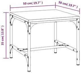 Mesa de centro 50x50x35 cm derivados de madeira cinza sonoma