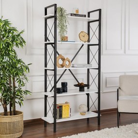 Estante Elysian – Branco e Preto – 90x180x33,5 cm