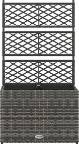 Outsunny Jardineira para plantas com treliça 3 vasos 22L em resina trançada e aço galvanizado 57 x 30 x 107 cm cinza | Aosom Portugal