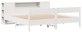 Cama com estante sem colchão 200x200 cm pinho maciço branco