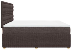 Cama com molas/colchão 200x200 cm tecido castanho-escuro