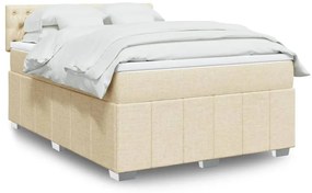 vidaXL Cama com molas/colchão 160x200 cm tecido cor creme