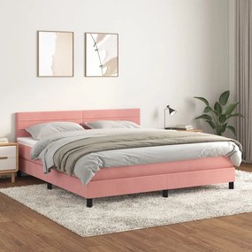 vidaXL Cama com molas/colchão 180x200 cm veludo rosa