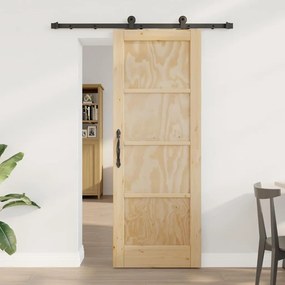 vidaXL Porta Deslizante com Conjunto de Ferragens 'ORKDAL'de Madeira Maciça de Pinho