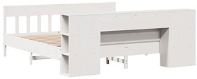 Cama com estante sem colchão 200x200 cm pinho maciço branco