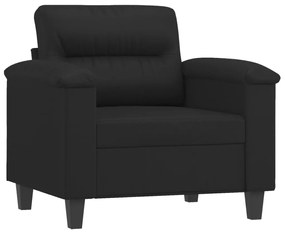 Poltrona com apoio de pés couro artificial 60 cm preto
