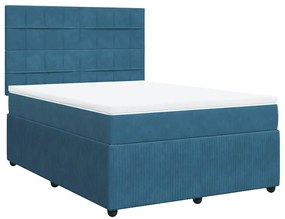 Cama com molas/colchão 140x200 cm veludo azul