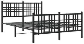Estrutura de cama com cabeceira e pés 137x190 cm metal preto