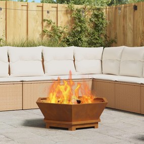 Fogueira Hexagonal vidaXL 75x75x28 cm em Aço Envelhecido