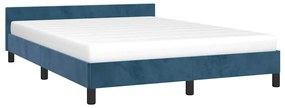 Estrutura de cama sem colchão 140x200 cm veludo azul-escuro