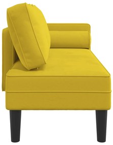 Chaise longue com almofadões veludo amarelo