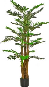 Palmeira artificial, 1,85 m de altura com tronco, ramos, líquen e folhas, muito realista. Vaso incluído.