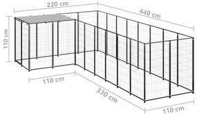Canil 6,05 m² aço preto