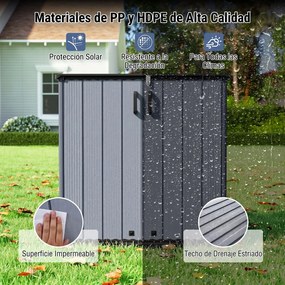 Armário de Arrumação de Jardim, 120 x 65 x 117 cm, Dupla Porta, Cinzento