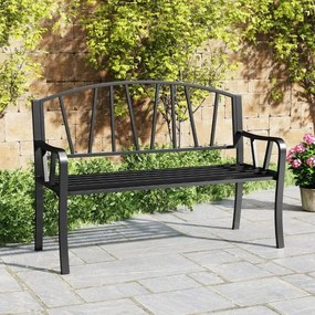Banco de jardim em metal para 2-3 pessoas com apoios de braços curvos 129 x 53 x 93 cm Preto