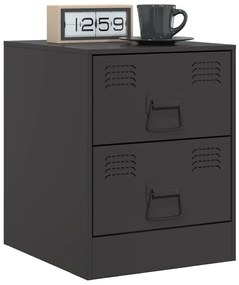 Mesas de cabeceira 2 pcs 34,5x39x44 cm aço preto