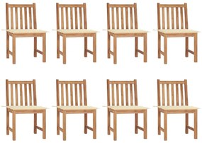 vidaXL Cadeiras de jardim 8 pcs c/ almofadões madeira de teca maciça