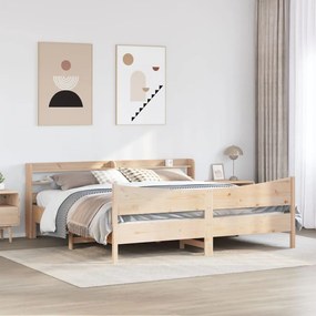 Estrutura de cama com cabeceira 200x200 cm pinho maciço