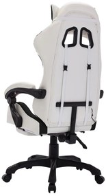 Cadeira estilo corrida luzes LED RGB couro artif. preto/branco