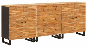 vidaXL Buffet 3 pcs Castanho 60 x 33 x 75 cm Madeira de manga maciça