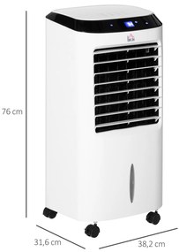 Climatizador Refrigerador de Ar Portátil 10L Humidificador Ventoinha 60W Ecrã LED Controlo Remoto Temporizador 3 Velocidades 3 Modos 38,2x31,6x76 cm B