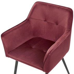 Conjunto de 2 cadeiras de veludo vermelho escuro JASMIN Beliani