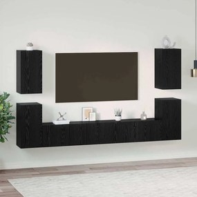 vidaXL Conjunto de móvel de TV 7 pcs Carvalho preto Madeira processada