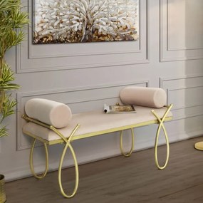 BANCO RIBBON 112,5X49X53 CM ROSA E DOURADO